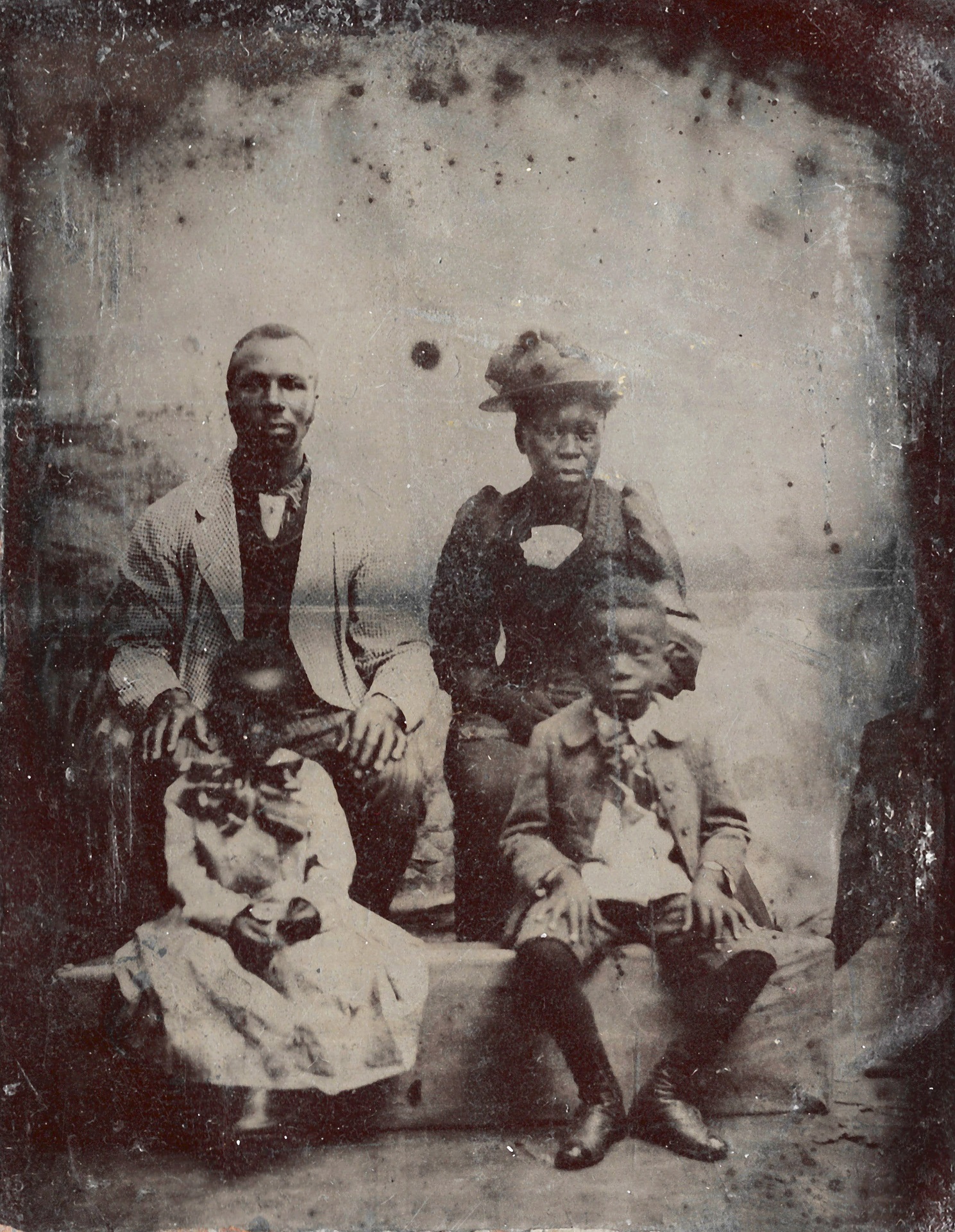 Portrait of African American Family, Lehi Utah Tintype Scan