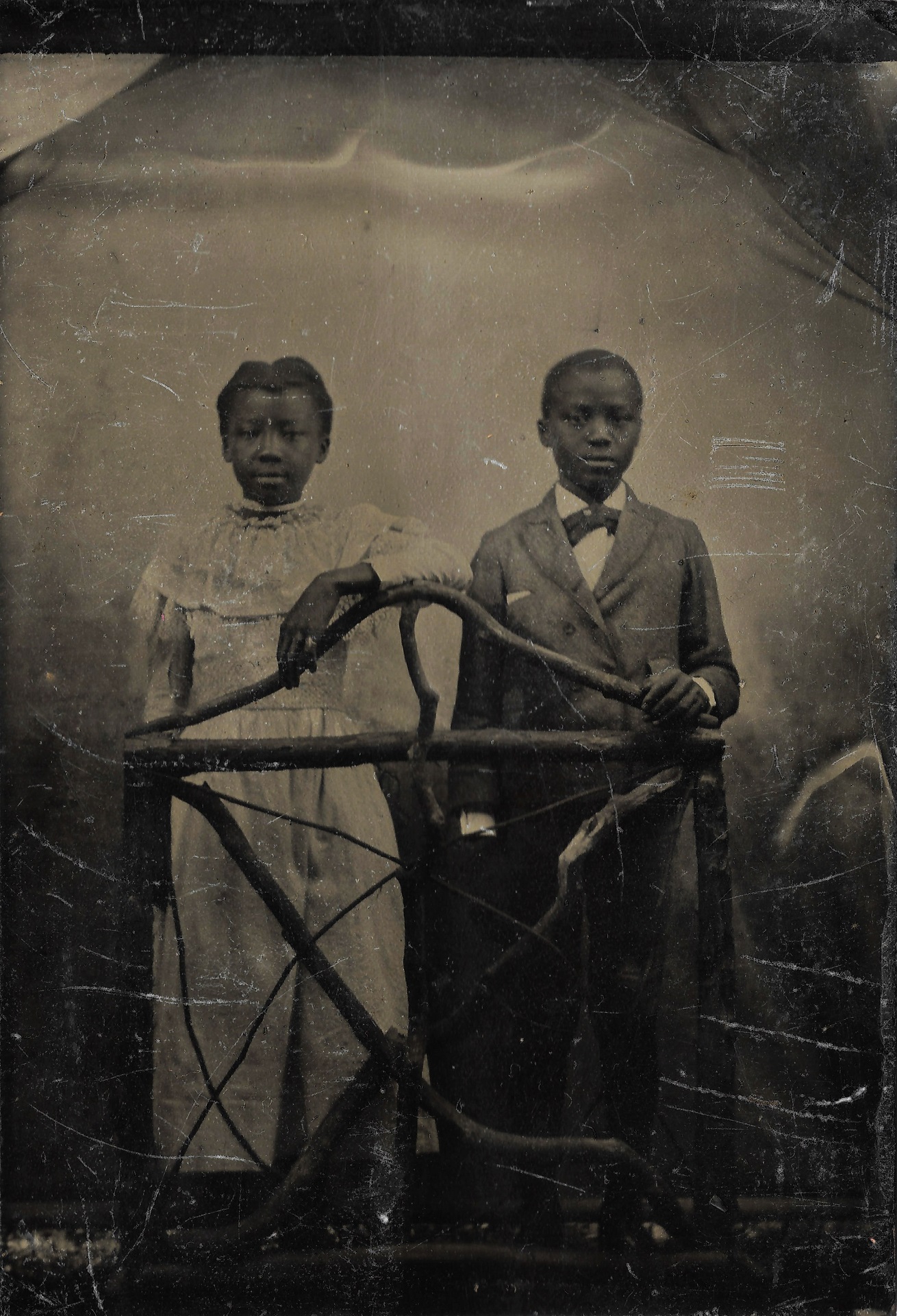 Portrait of Two African American Children Lehi Utah Tintype Scan