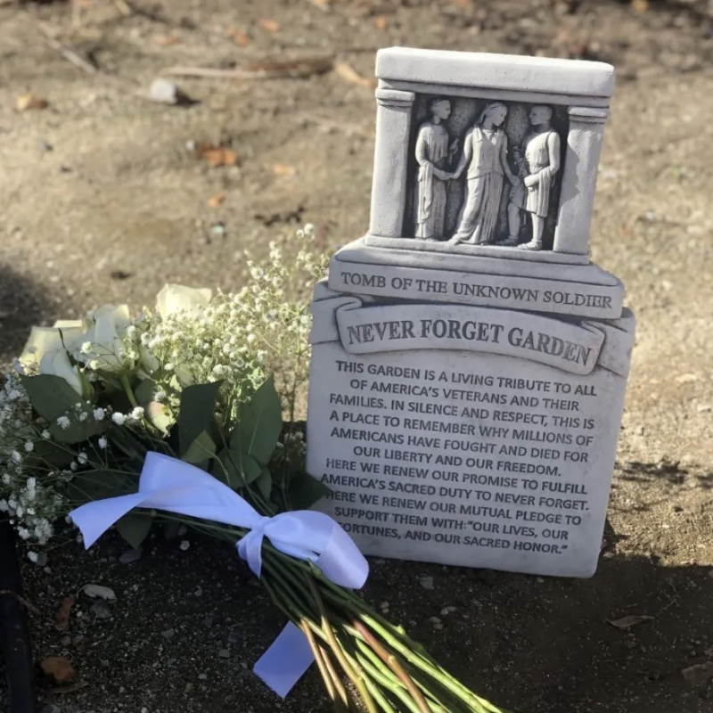 The Wasatch Chapter of the Daughters of the American Revolution (DAR) placed a “Never Forget” garden marker on the grounds of the Hutchings Museum and Institute in Lehi on Saturday.