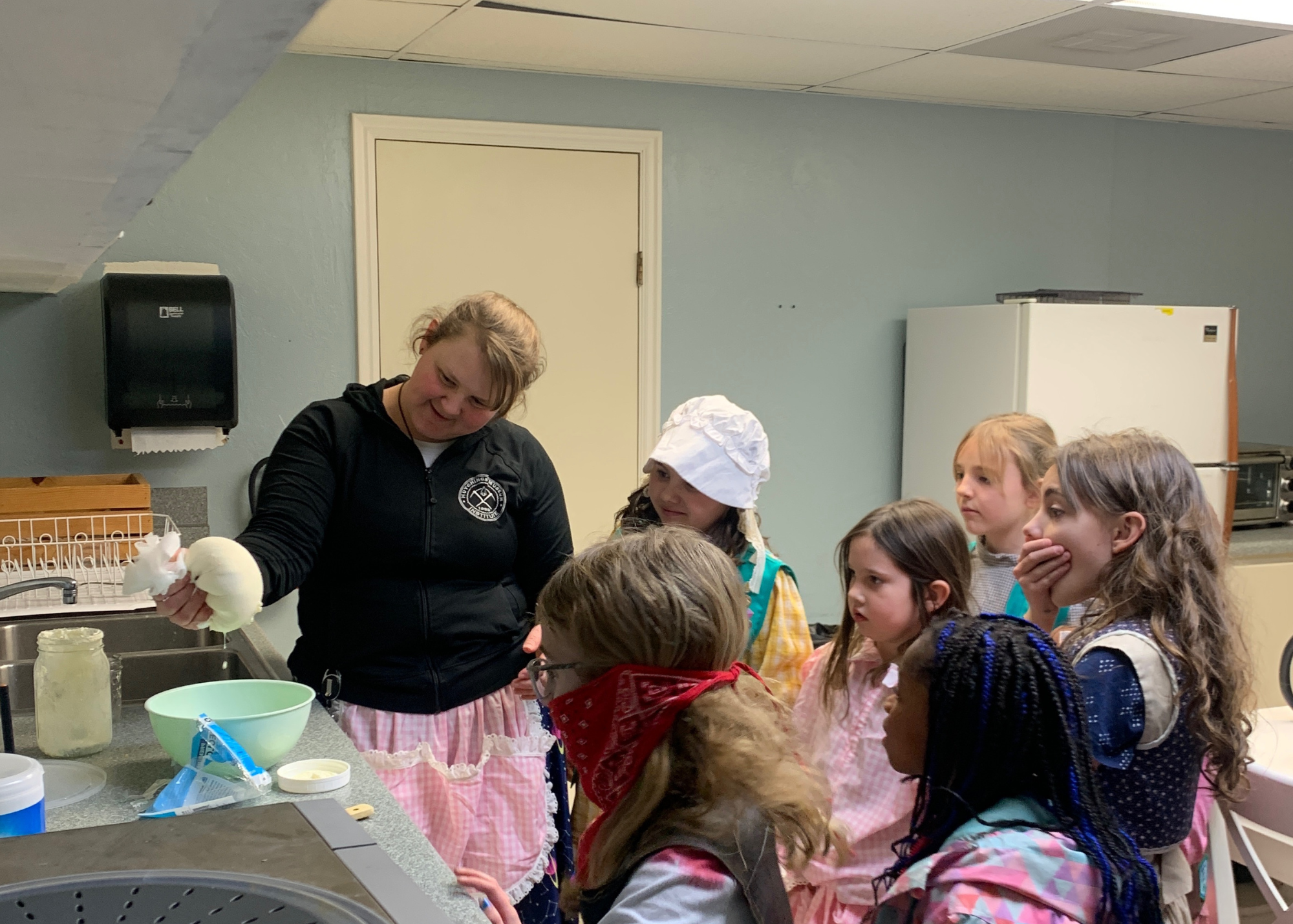 GirlScouts Making Bread at Hutchings Museum Institute
