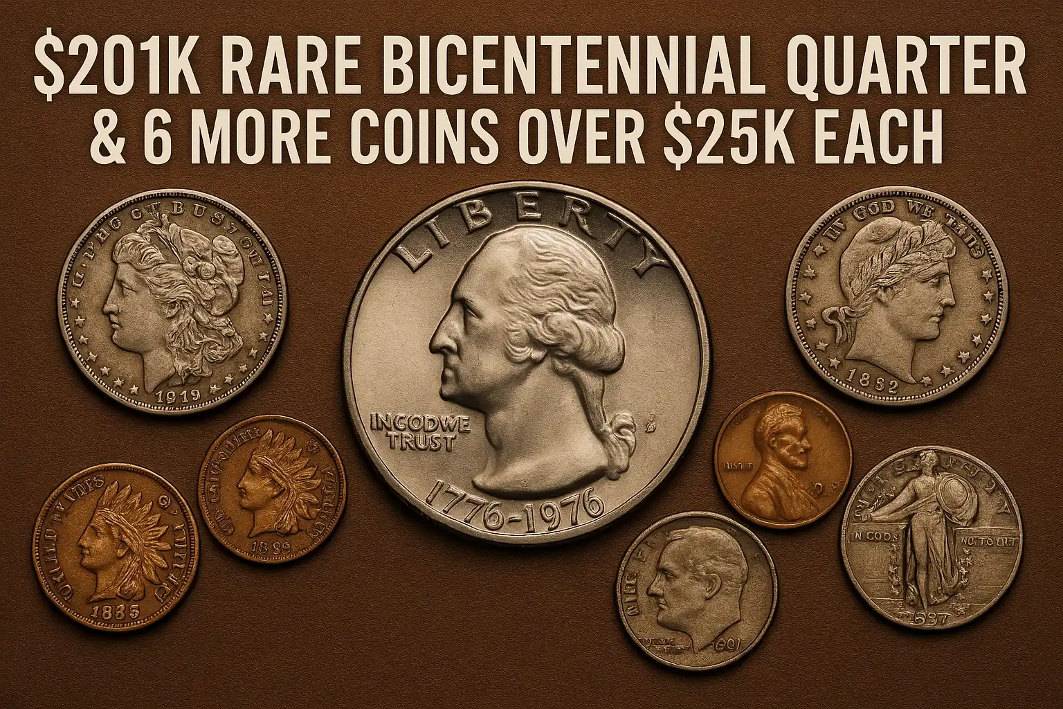$201K USD Rare Bicentennial Quarter & 6 More Coins Over $25K USD Each